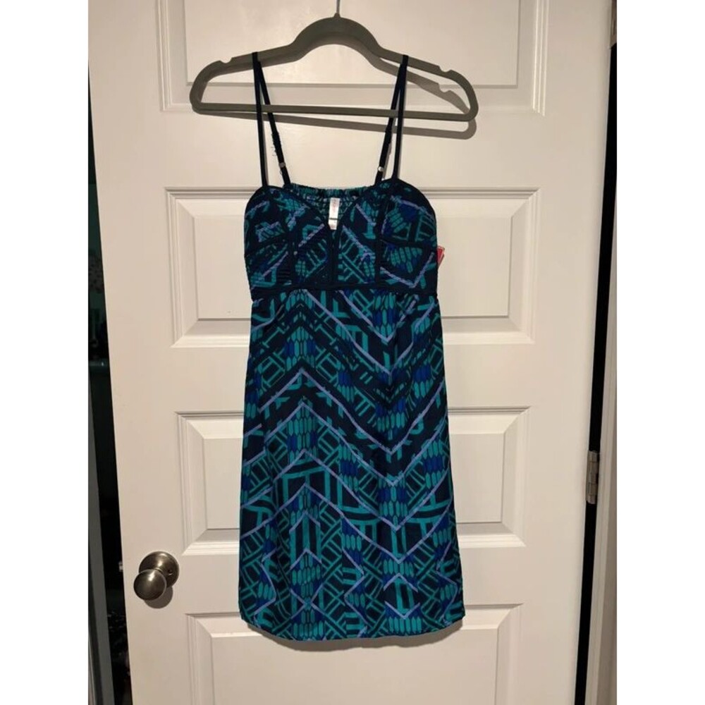 Xhilaration Size Large Geometric Bustier Sundress Blue Teal Purple Y2K